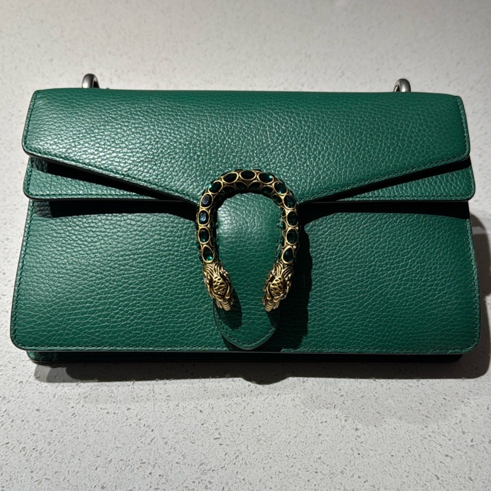 Gucci Green Shoulder Bag with Gold Accent
